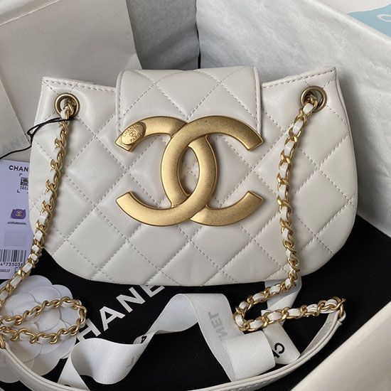 Replica Chanel Lambskin Small Messenger Bag White AS4609