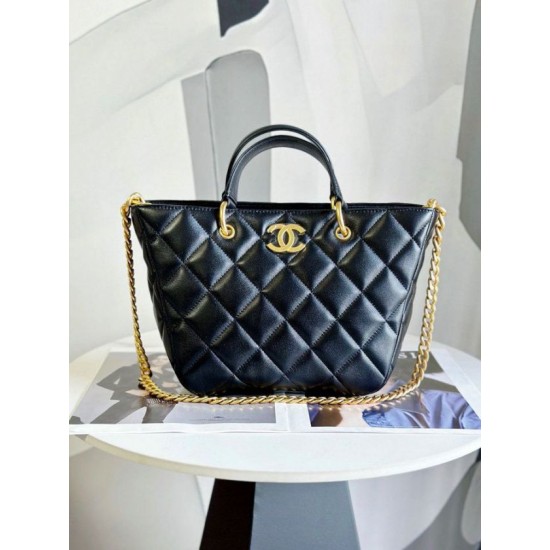 Replica Chanel Lambskin Tote Black AS4188