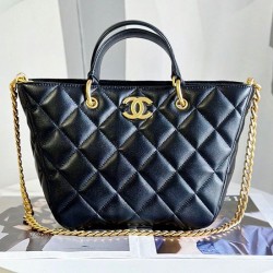 Replica Chanel Lambskin Tote Black AS4188