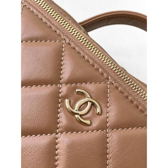 Fake Chanel Lambskin Vanity Case AS5222 Camel Replica