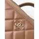 Fake Chanel Lambskin Vanity Case AS5222 Camel Replica