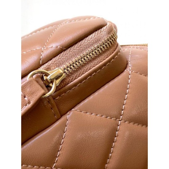 Fake Chanel Lambskin Vanity Case AS5222 Camel Replica