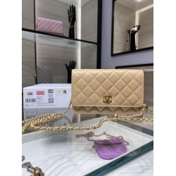 Replica Chanel Lambskin WOC Chain Wallet AP1450 Beige