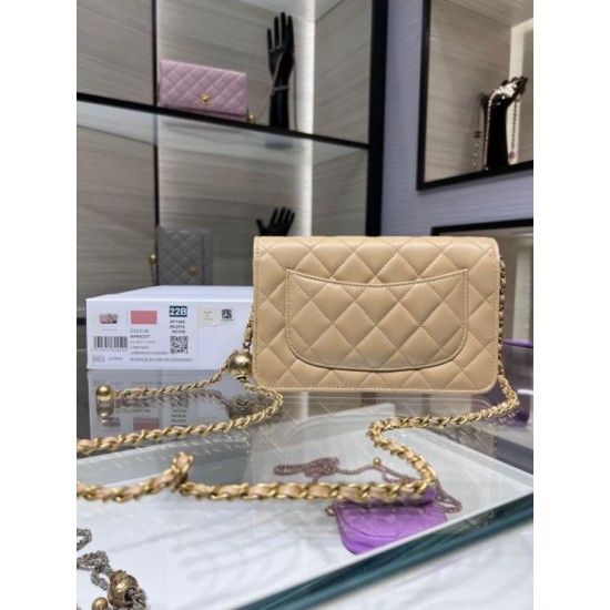 Replica Chanel Lambskin WOC Chain Wallet AP1450 Beige