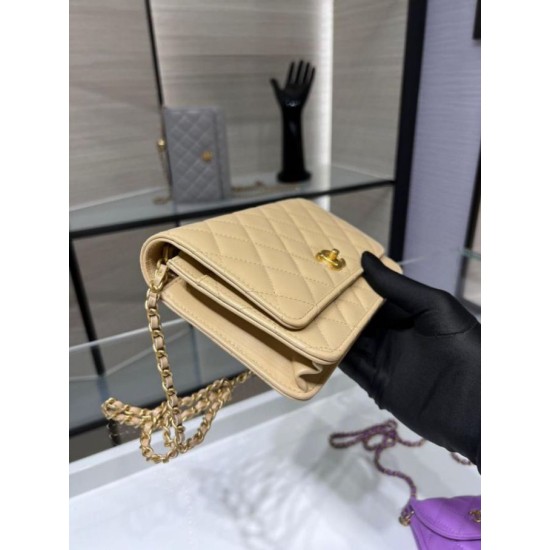 Replica Chanel Lambskin WOC Chain Wallet AP1450 Beige