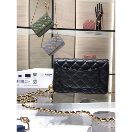Fake Chanel Lambskin WOC Chain Wallet AP1450 Black Replica