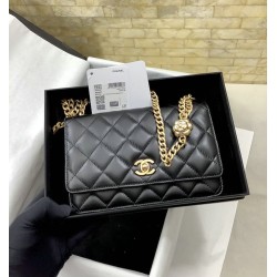 Fake Chanel Lambskin WOC Wallet Black AP3297 Replica