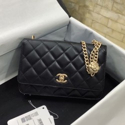 Fake Chanel Lambskin WOC Wallet Black AP3297 Replica