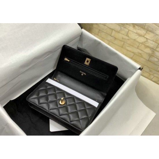 Fake Chanel Lambskin WOC Wallet Black AP3297 Replica