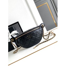 Replica Chanel Lambskin Waist Bag Black AS4113