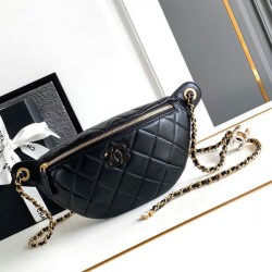 Replica Chanel Lambskin Waist Bag Black AS4113