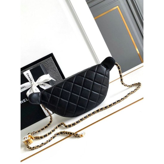 Replica Chanel Lambskin Waist Bag Black AS4113