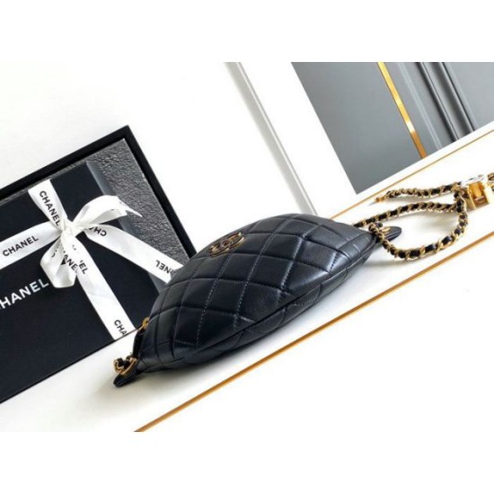 Replica Chanel Lambskin Waist Bag Black AS4113