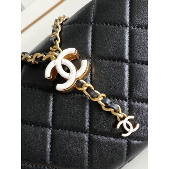 Replica Chanel Lambskin Waist Bag Black AS4113