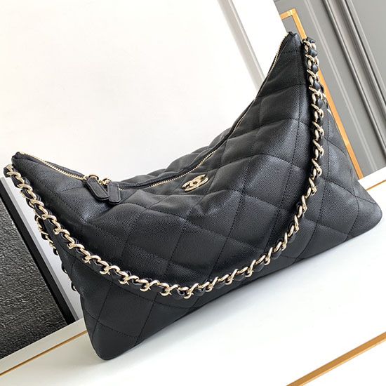 Replica Chanel Large Hobo Handbag Black AS4246