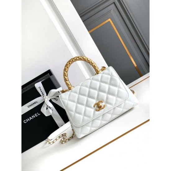 Replica Chanel Mini Coco Handle Bag AS2215 White