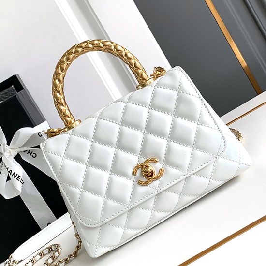 Replica Chanel Mini Coco Handle Bag AS2215 White