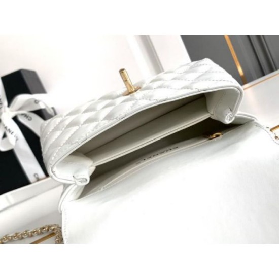 Replica Chanel Mini Coco Handle Bag AS2215 White