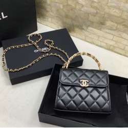 Replica Chanel Mini Handle Clutch With Chain Black AP2945
