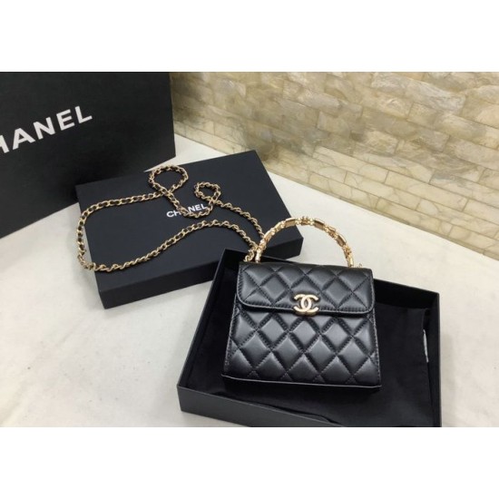 Replica Chanel Mini Handle Clutch With Chain Black AP2945
