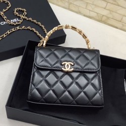 Replica Chanel Mini Handle Clutch With Chain Black AP2945