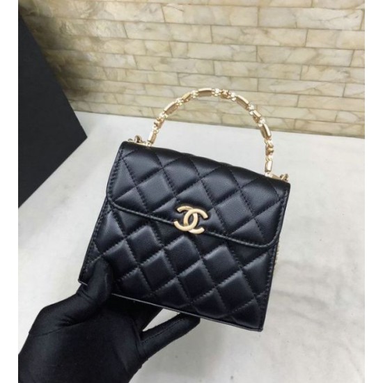 Replica Chanel Mini Handle Clutch With Chain Black AP2945