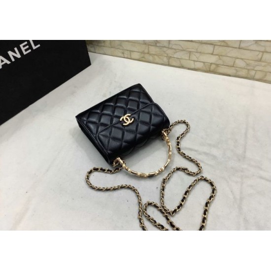Replica Chanel Mini Handle Clutch With Chain Black AP2945