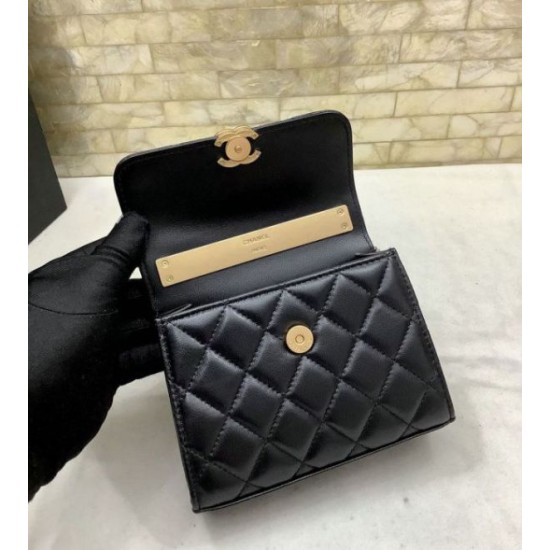 Replica Chanel Mini Handle Clutch With Chain Black AP2945