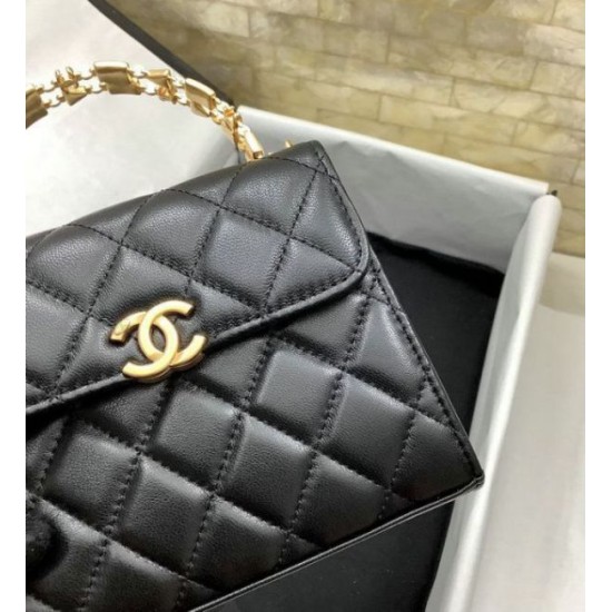 Replica Chanel Mini Handle Clutch With Chain Black AP2945