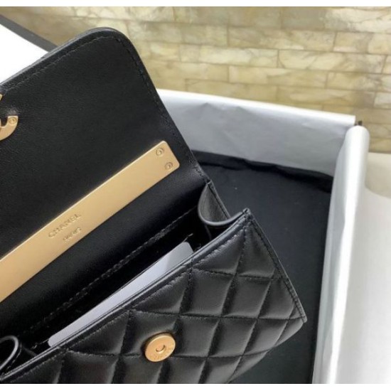 Replica Chanel Mini Handle Clutch With Chain Black AP2945