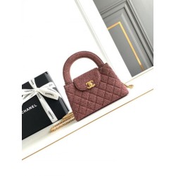 Replica Chanel Mini Kelly Denim Shopping Bag Orange AS4416