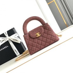 Replica Chanel Mini Kelly Denim Shopping Bag Orange AS4416