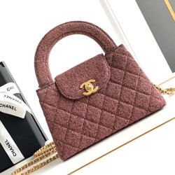 Replica Chanel Mini Kelly Denim Shopping Bag Orange AS4416