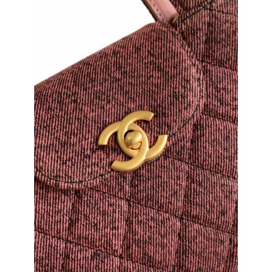 Replica Chanel Mini Kelly Denim Shopping Bag Orange AS4416