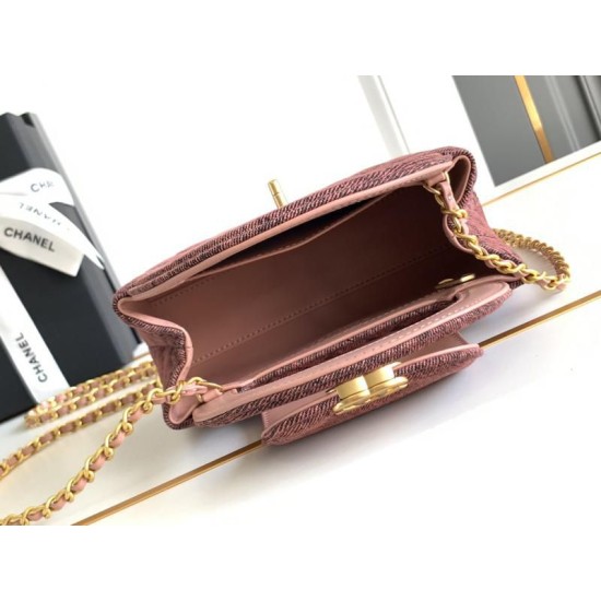 Replica Chanel Mini Kelly Denim Shopping Bag Orange AS4416