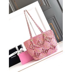 Replica Chanel Raffia Small Tote AS4714 Pink