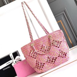Replica Chanel Raffia Small Tote AS4714 Pink