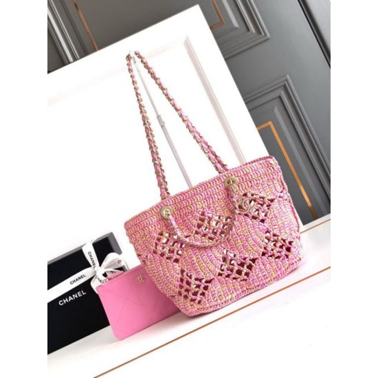 Replica Chanel Raffia Small Tote AS4714 Pink
