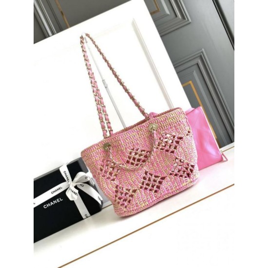 Replica Chanel Raffia Small Tote AS4714 Pink