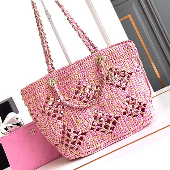 Replica Chanel Raffia Small Tote AS4714 Pink
