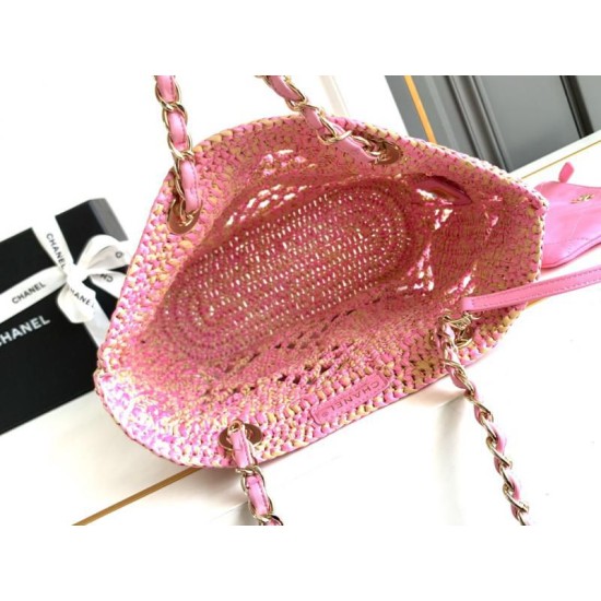 Replica Chanel Raffia Small Tote AS4714 Pink