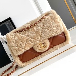 Replica Chanel Shearling Lambskin Flap Bag AS5149 Beige
