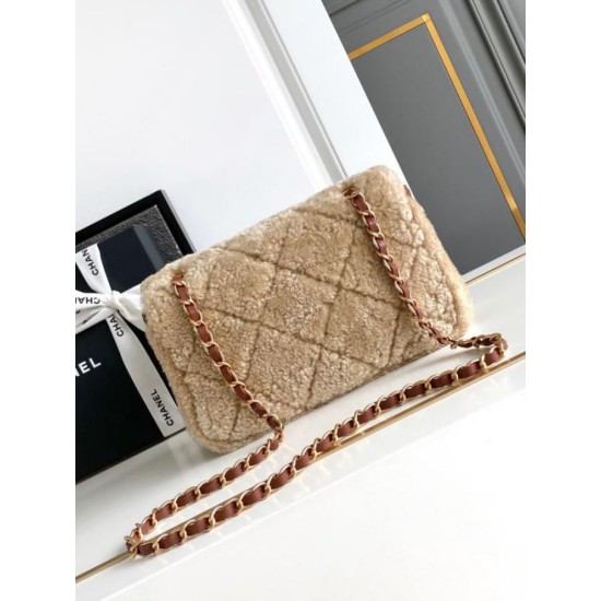 Replica Chanel Shearling Lambskin Flap Bag AS5149 Beige