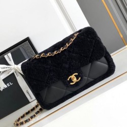Replica Chanel Shearling Lambskin Flap Bag AS5149 Black