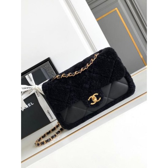 Replica Chanel Shearling Lambskin Flap Bag AS5149 Black