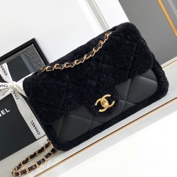 Replica Chanel Shearling Lambskin Flap Bag AS5149 Black