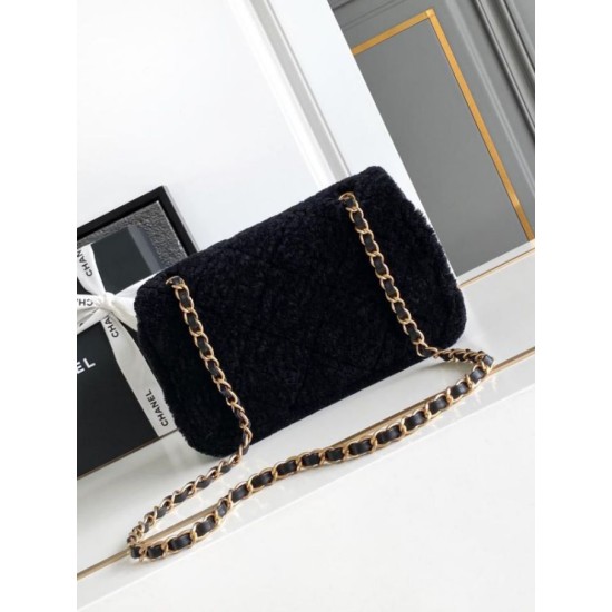 Replica Chanel Shearling Lambskin Flap Bag AS5149 Black