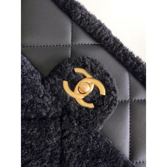 Replica Chanel Shearling Lambskin Flap Bag AS5149 Black
