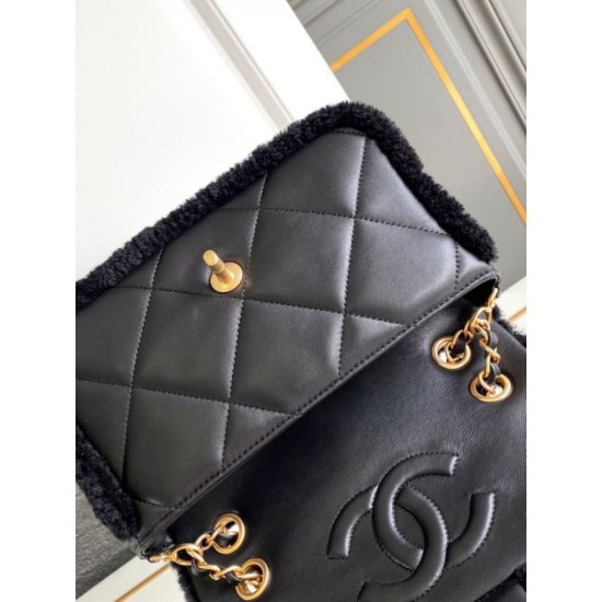 Replica Chanel Shearling Lambskin Flap Bag AS5149 Black