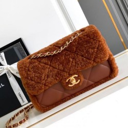 Replica Chanel Shearling Lambskin Flap Bag AS5149 Brown